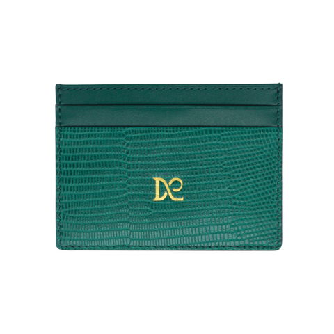 Caiman Leather Card Holder - Green