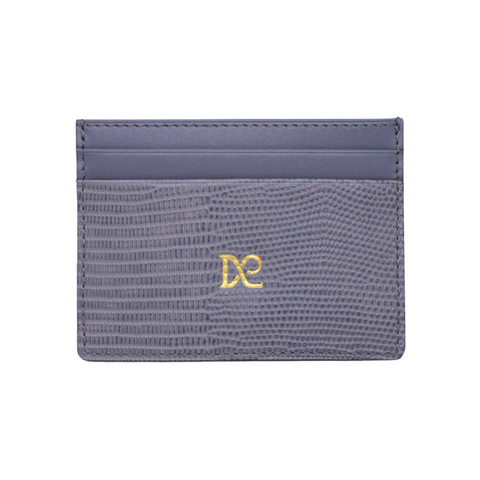 Caiman Leather Card Holder - Grey