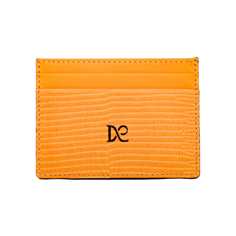Caiman Leather Card Holder - Mustard