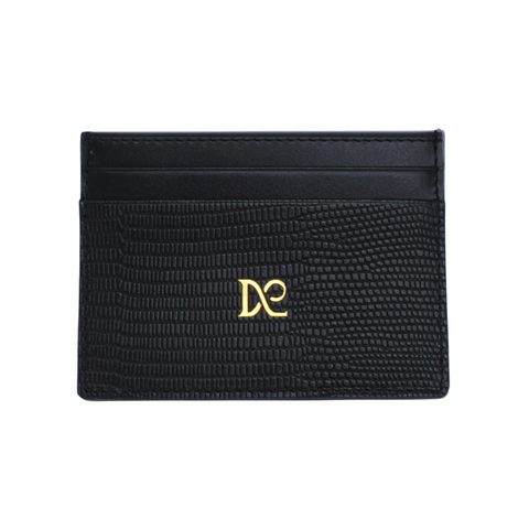 Caiman Leather Card Holder - Black